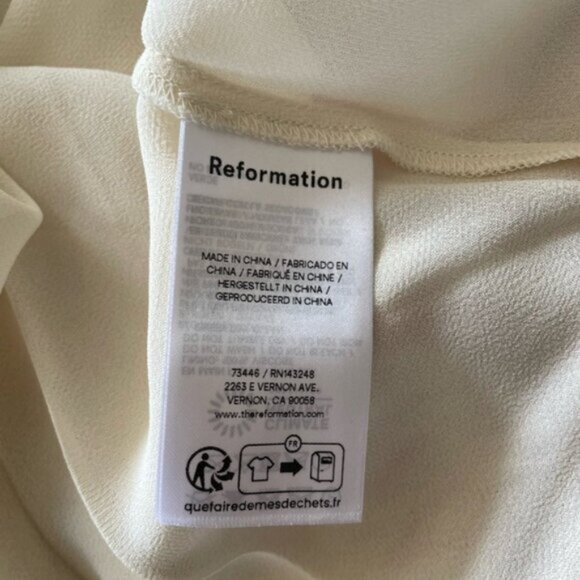 NEW Reformation Anaiis Long Silk Dress Cameo Rose Pink Cream Floral | size 4 - Picture 12 of 12